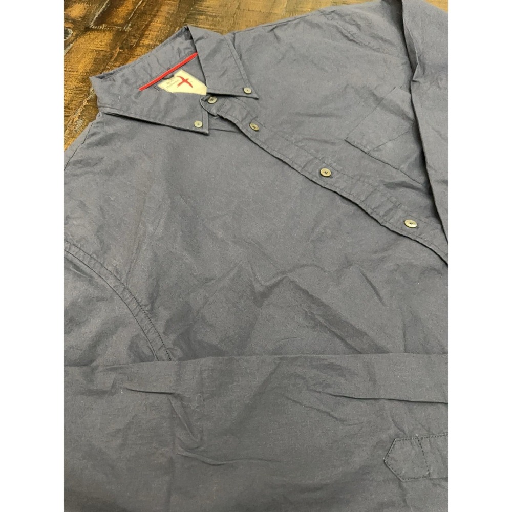 Relwen Shirt Mens 2XL Blue Solid Long Sleeve Button Down Cotton Casual Woven